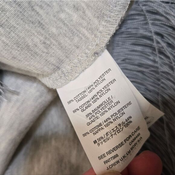 J CREW‎ gray long sleeve crew neck fringe detail sweatshirt S - Picture 7 of 11